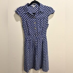Charlotte Russe Blue and White Arrow Pattern Midi Dress